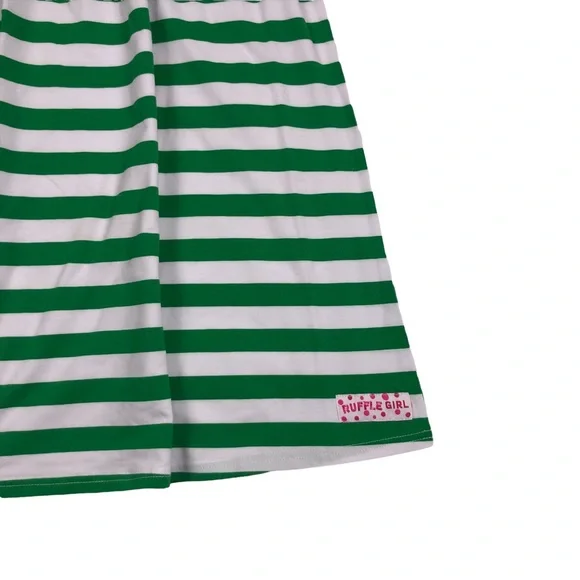Ruffle Girl Kelly Green & White Striped Top size 16-18 - Picture 3 of 9